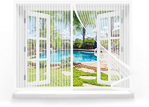 Fliegengitter Fenster 85 x 105 cm, Insektenschutz Mückennetz Fliegengitter Balkontür, Klebmontage ohne Bohren für Alle Fenster, Weiß