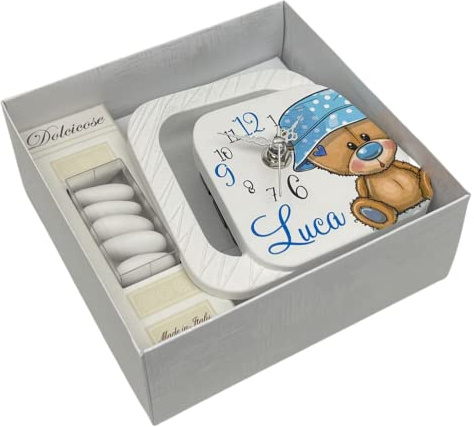 Regalami.shop bomboniera cm 11x12 in marmo di carrara personalizzabile, disponibile per tutte le cerimonie, completa di tutto, prodotto made in Italy (orsetto)