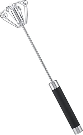Zerodis Edelstahl Schneebesen, Rotierender Schneebesen, Schwarz, ca. 24*5,5cm/ 9,45* 2,17in