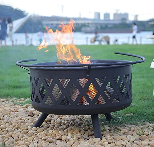 ZAANU Pozo de Fuego de jardín con Estante para Parrilla de Barbacoa Tazón de Fuego al Aire Libre Quemador de Madera de carbón