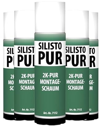 SILISTO 2K PUR Montageschaum, 2-Komponenten-Polyurethanschaum, Zargenschaum, Schnellschaum, Bauschaum zum Verfüllen, Dämmen & Abdichten | PU-Schaum mit höchster Schall- & Wärmedämmung 5 x 400 ml