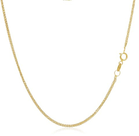 Rodium - Goldkette Damen 585 Echtgold, 585 Gold Kette ohne Anhänger, Spiga Weizen Goldkette mit Schmuck Geschenbox