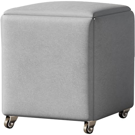 ZYJIX Aufbewahrungshocker Magic Cube Neststuhl Mit Rollen – 5-in-1-multifunktions-küchensofa, Stapelbarer Hocker, Gepolsterter Sitz Und Metallrahmen(Size:45x45x45 cm,Color:Hellgrau)