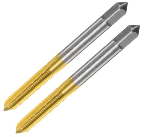 sourcing map 2pcs Metric Thread Taps M6 x 0.5 H2 Titanium Coated High Speed Steel Straight Flute Screw Thread Milling Machine Taps Threading Tapping Repair Tool