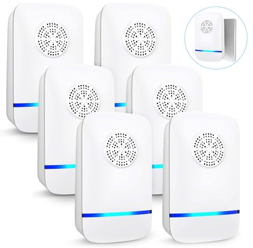 6PCS Ultrasonic Pest Repeller, Powerful Mouse Repellent plug in,Electronic Mouse Repeller Plug in for Control Mice, Mosquitoes, Spiders, Cockroaches, Bugs, Harmless to Pets and Human