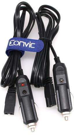 Eonvic 12V DC Cigarette Lighter Extension Cable,Mini Fridge Power Cord Car Auto Cooler Replacement Lead Cable for Car Cooler Box Mini Fridge Mobicool SAST KEMIN (1.5M 2pcs)