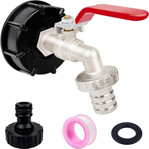 Grifo IBC, accesorio para tanque IBC, accesorio para tanque de agua de 1000 l, grifo con conector de 3/4 pulgadas, adaptador IBC, accesorio para depósito IBC de 600/1000 L, rosca gruesa S60 x 6