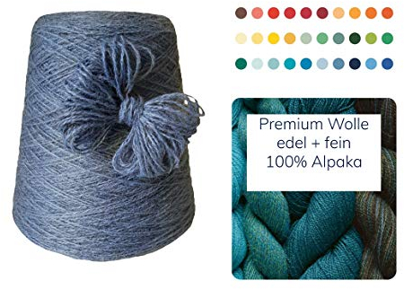 100% Alpaka 500 Gramm günstige Wolle zum Stricken Strickwolle Handstrick Wolle Alpakawolle Stricken Häkeln Garn kratzfrei Nadel 3 3,5 4 5 - Blau