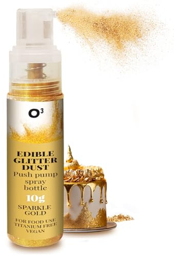 Gold Edible Glitter Spray 10g – Cake Lustre Pump for Cakes and Drinks | Vegan and Gluten-Free Gold Lustre for Cakes, Muffins, Chocolate and Drinks