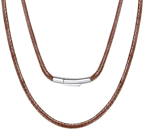 HSWYFCJY Läderkedja män 2/3 mm konstläder halsband svart/brun tillgänglig dam läderkedja med stängning gummikedja 46–76 cm för gör-det-själv hänge smycken, 56 cm, Fuskläder, Ingen ädelsten