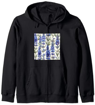 Anise Hyssop Flower Watercolor Pattern Graphic Zip Hoodie