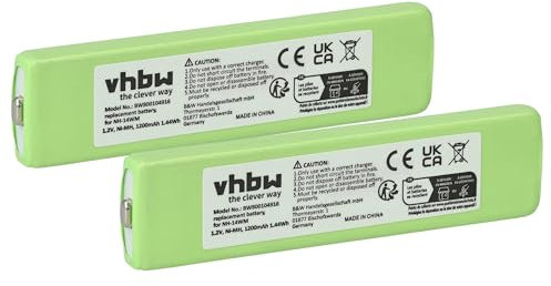 vhbw 2X Akku kompatibel mit Sony MZ-77, MZ-80, MZ-710, MZ-75, MZ-90, MZ-900, MZ-800 Wireless Headset Kopfhörer (1200 mAh, 1,2 V, NiMH)