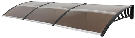 Marquesina para puerta de casa, toldo arqueado para el exterior marrón y negro, 90 x 300 cm