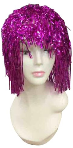 GALPADA Glänzende Folienperücke Mit Lametta Party-kostümperücke Für Kostümball Maskerade Metallic-folien-perücke Zum Aufpeppen Jedes Outfits