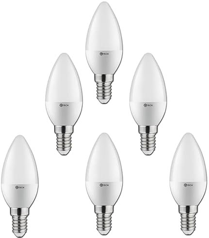 JungesLicht LED E14 Kerzenlampe C37 (C35), 5W, 400 Lumen, ersetzt 35Watt, 3000K Warmweiß, nicht dimmbar, Energiesparlampen, sofort hell, Kerzenlicht, Kronleuchter, 6er Pack