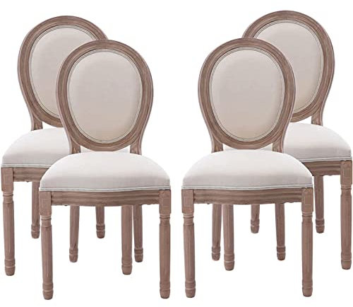 8er-Set, Esszimmerstuhl im französischen Landhausstil, gepolstert, mit runder Rückenlehne, elegante klassische Retro-Küchenstühle, elegante Esszimmerstühle im französischen Stil für Wohnzimmer, Schla