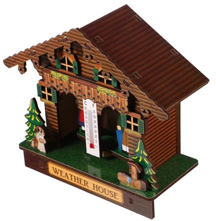 DECHOUS Casa Meteorologica Barometro in Legno A Parete A Parete Chirmometro Casa Igrometro Murale House Con Temperatura E Umidità Per La Di Decorazione Da Interna B