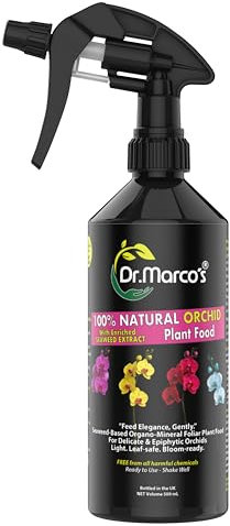 Dr. Marco’s™ Orchid Plant Food Mist Spray | Premium Seaweed Enriched Liquid Formula | 500ml Ready to Use Bottle | Designed Specifically for All Orchid Plants Indoor & Outdoor - 100% Natural