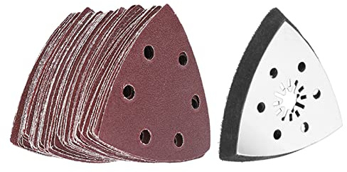 60 Schleif Pads mit Halter, Hoch Effizientes Dreiecks Chleif Kissen für Oszillation Werkzeug, Ideal Zum Schleifen und Polieren von Weichem Metall, Holz und Mehr