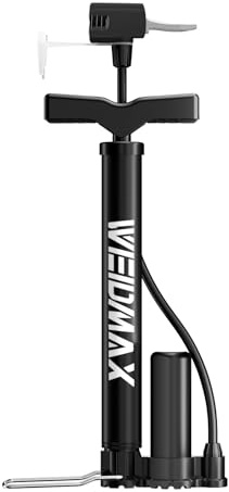 Bike Pump Portable, Bike Tire Inflator, Bicycle Hand Air Pump with Presta and Schrader, Ball Pump Inflator Bicycle Floor Pump Suitable for Baby Stroller Tires, Balls, Road and Mountain Bikes，Black