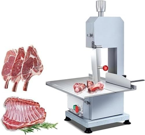 Generic Electric Bone Saw Machine, Commercial Bandsaw for Cutting Frozen Meat and Fresh Bone Meat, 750W Slicer with Stainless Steel Blade and Silver Color