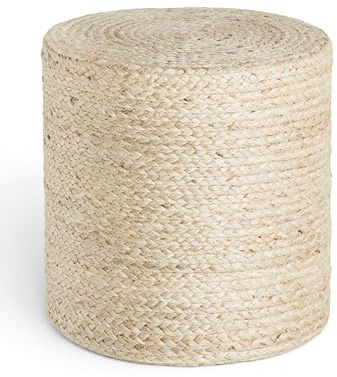 Hanse Home Looma Jute Pouf - Natürlicher Sitz-Pouf aus Jute, Zylindrische Form im Boho Look, Hocker, Ottoman, Sitzhocker, Sitzkissen für Wohnzimmer, Esszimmer, Flur - Natur Elfenbein, 40x40x40