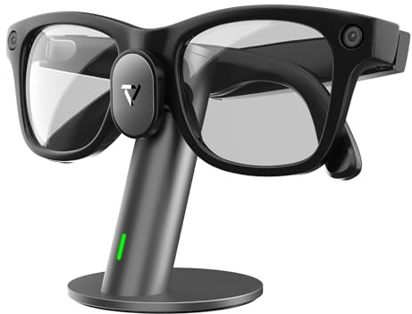 PRISMXR Stazione di ricarica in alluminio Carina S1, base portatile compatibile con accessori per occhiali intelligenti Ray‑Ban Meta, per Wayfarer/Headliner/Skyler (Gen 1 e 2) - Grigio