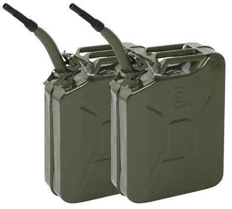 LEADZM 2 Stück Benzinkanister Kanister 20L Metall mit Ausgießer (Grün) | Kraftstoffkanister Kraftstoff, Geruchsdicht,UN-Standard Ausgießer flexibel,für Benzin, Diesel & Bio-Ethanol