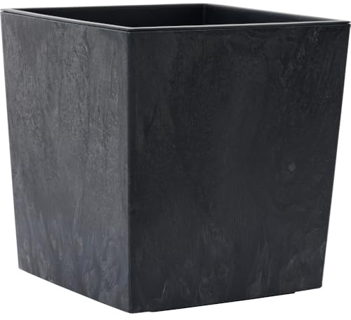 Siena Garden Pflanzgefäße Nizza Stone schwarz Betonoptik, 40 x 41 cm Kunststoffgefäß mit Einsatz
