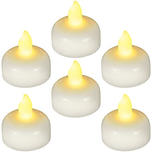 Yakpo 12 PCS Flameless Waterproof LED Floating Tea Lights, Battery Operated Outdoor LED Votive Candle, Warm White Flickering Tealight Candles Bulk for Party, Pool, Tub, SPA, Christmas Decorations