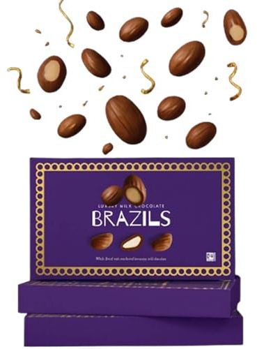 3 x Milk Chocolate Brazils – 150g Gift Boxes – Premium Whole Brazil Nuts Coated in Smooth Milk Chocolate – Perfect for Gifting & Sharing - wtks