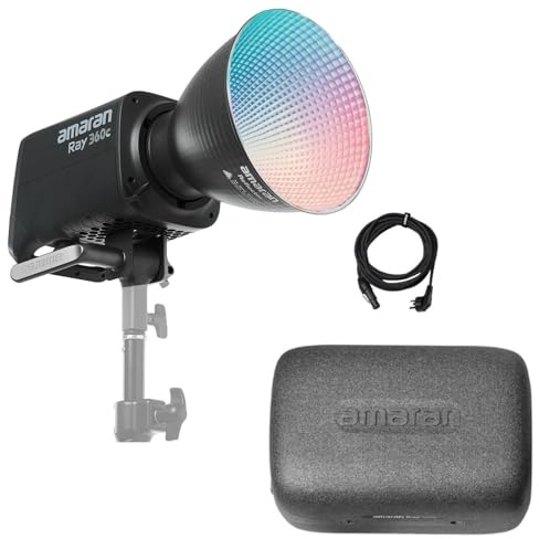 Amaran Ray 360c 360W Full-Color RGB Studio Light - 17,130 Lux,CRI 95+ | CCT 1,800K–10,000K , Bowens Mount Output Lighting,APP/DMX Control for Studio &On-Location Photography/Video Production