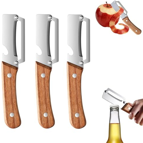 Zero Snag Wooden Peeler, 2-in-1 Vegetable Peeler with Bottle Opener, Multi-Functional Vegetable Peeler for Kitchen, Ultra-Sharp Stainless Steel Blade with Bottle Opener