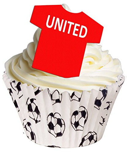 12 Edible T Shirt Decorations - Great for United Fans - Perfectly pre-Cut Wafer just pop Them Out the Packaging and top Them on Your Cake - Pack of 12 - by CDA Products Ltd
