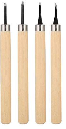 4pcs Scalpelli per Legno, Coltello da Intaglio del Legno Strumenti di Intaglio del Timbro di Gomma 1#