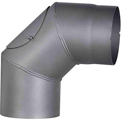 FIREFIX RD150/BT Ofenrohrbogen aus 2 mm starken Stahl (Rauchrohr) in 150 mm Durchmesser, für Kaminöfen und Feuerstellen, Senotherm, dunkelgrau, 90 Grad, mit Reinigungstür