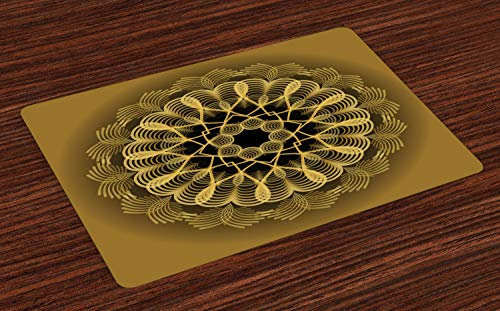 ABAKUHAUS Mandala Salvamantel Set de 4 Unidades, Los Motivos Creativa de Yoga, Material Lavable Estampado Decoración de Mesa Cocina, ámbar Gris