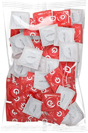 ON) Kondome Erdbeere I 54 mm Breite I 50 Stück Packung I Kondome rot & fruity I mit Silikon Gleitgel I dünne 0,07 mm Wandstärke I vegan I für Men