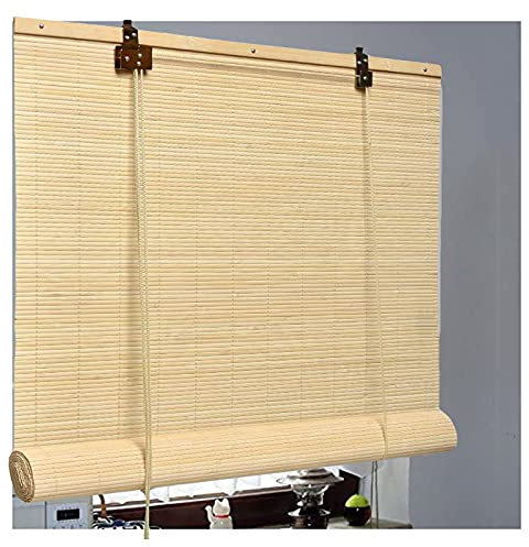 YSJX Bambus Rollo Jalousine Bambusrollo Outdoor,45-160cm Breit Bambus Raffrollo,Natur Holzrollos,Sonnenschutz und Sichtschutz,Rollo Seitenzugrollo Für Fenster und Türen,inkl Montaematerial