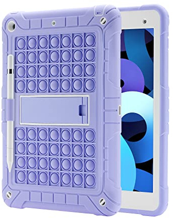 XZC iPad 9/8/7 Generation Hülle (iPad 10.2 Zoll Hülle 2021/2020/2019) Push Pop iPad Hülle Stoßfest Fallschutz Cover mit Stifthalter Kickstand Schultergurt (Lila)