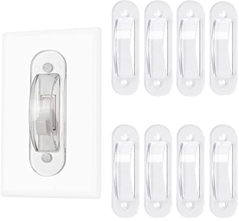 Lisol Wall Switch Guards Plate Covers Child Safety Home Decor (8 Pack), Clear - Keeps Light Switch ON Or Off Prevent Accidental Device Turn On or Off