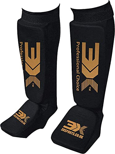 3X Sports Parastinchi MMA Uomo Muay Thai Collo del piede Gamba Protezioni per arti marziali, Kickboxing, BJJ, Karate Taekwondo Sparring Calzini per proteggere gamba Piede e collo del piede