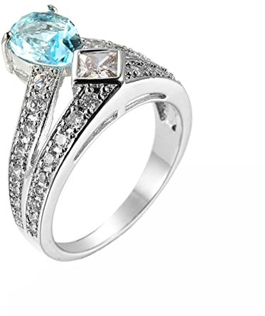 Whoiy Verlobungsringe Blau Elegante Birnen Hellblau Zirkonia Ewigkeit Geschenke für Frauen Größe 60 (19.1)
