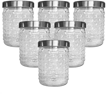 6 x 250ml Round clear Plastic Storage Jar with screw top Silver lids, airtight BPA free food storage containers Beauty Jar for kitchen, Hardware Storage, canisters