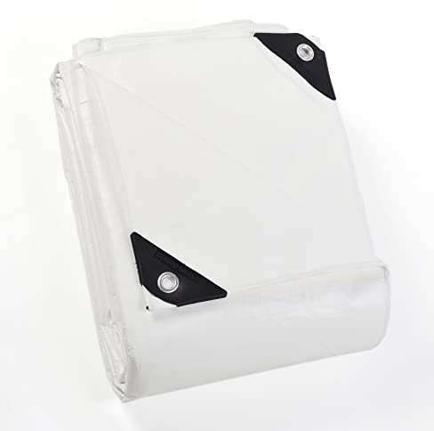 GUARD SHIELD Abdeckplane mit Ösen Wasserdicht 3m x 4m Weiß Plane Gewebeplane 160g/㎡ Schutzplane Allzweckplane, Reißfest, UV-stabilisiert, Schimmelresistent