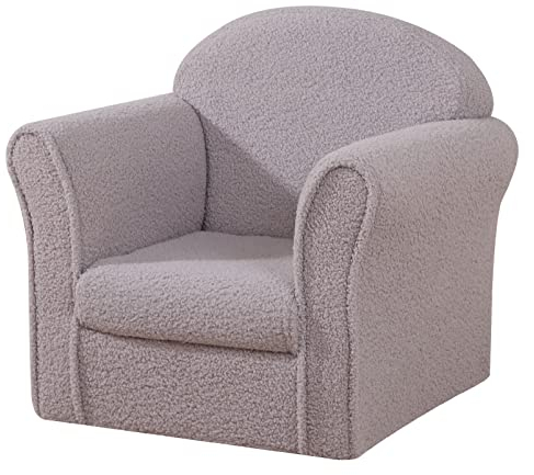 AFBKSS&BB Kindersofa, Kinderarmlehne, Stuhl, stabile Holzkonstruktion, Kindersofa-Möbel, Sessel, Couch für Vorschulkinder, leichtes Kleinkind-Sofa-Stuhl, Teddy-Samt (Grau)