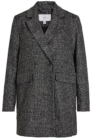 Viley Noos Veste Blazer en Laine, Noir/Carreaux : Sable Blanc, 46