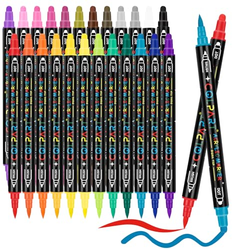 Acrylstifte für Steine wasserfest-48 Spitzen 24Farben Steine Bemalen Acrylfarben stifte Acrylic PaintPermanent Marker Stift Für Kunststoff Glas Holz Keramik Metall Reifen Leinwand.
