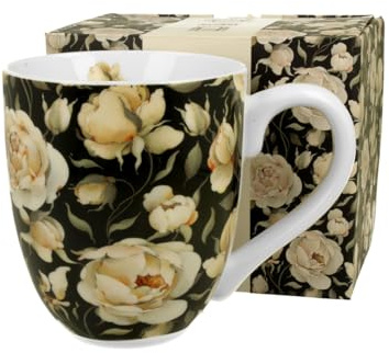 DUO FLORAL XXL Becher 1000 ml ENGLISH ROSES BLACK New Bone China Porzellan
