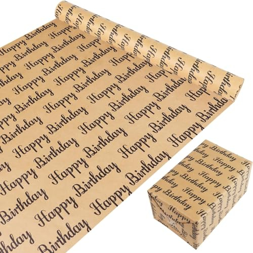 VEYLIN Geschenkpapier rolle,10m Kraftpapier rolle,Geschenkpapier rolle geburtstag,geschenkpapier kinder kann wiederverwendet und recycelt werden und die Umwelt wird geschont